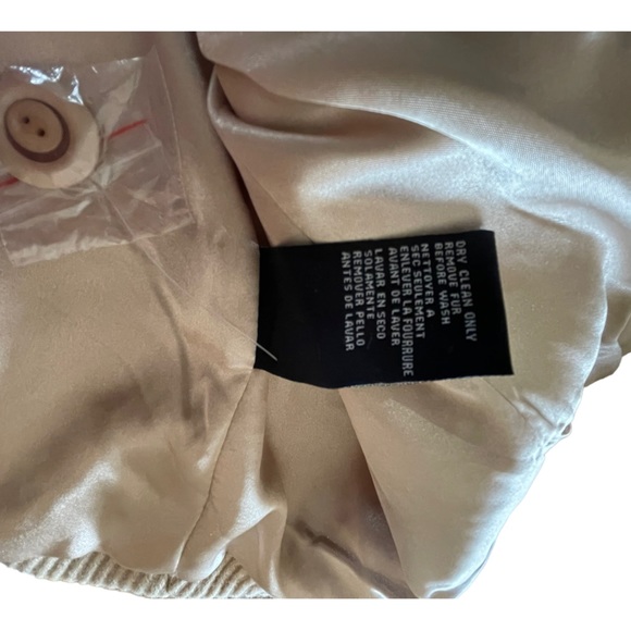 NWOT Bebe Beige Coat Wool with detachable Rabbit Fur collar. Size M - Picture 11 of 15